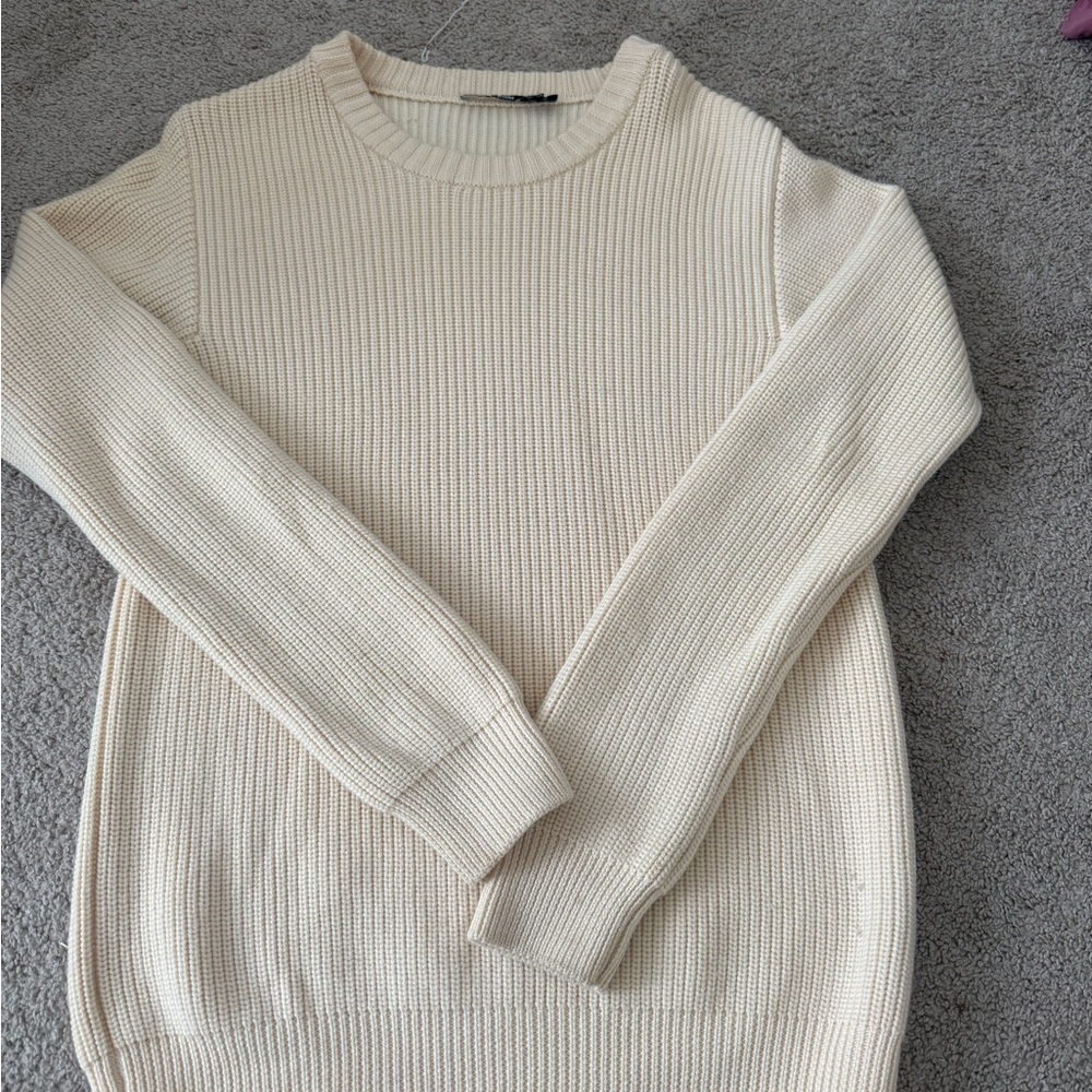 BLK DNM Women's Cream Ribbed Sweater